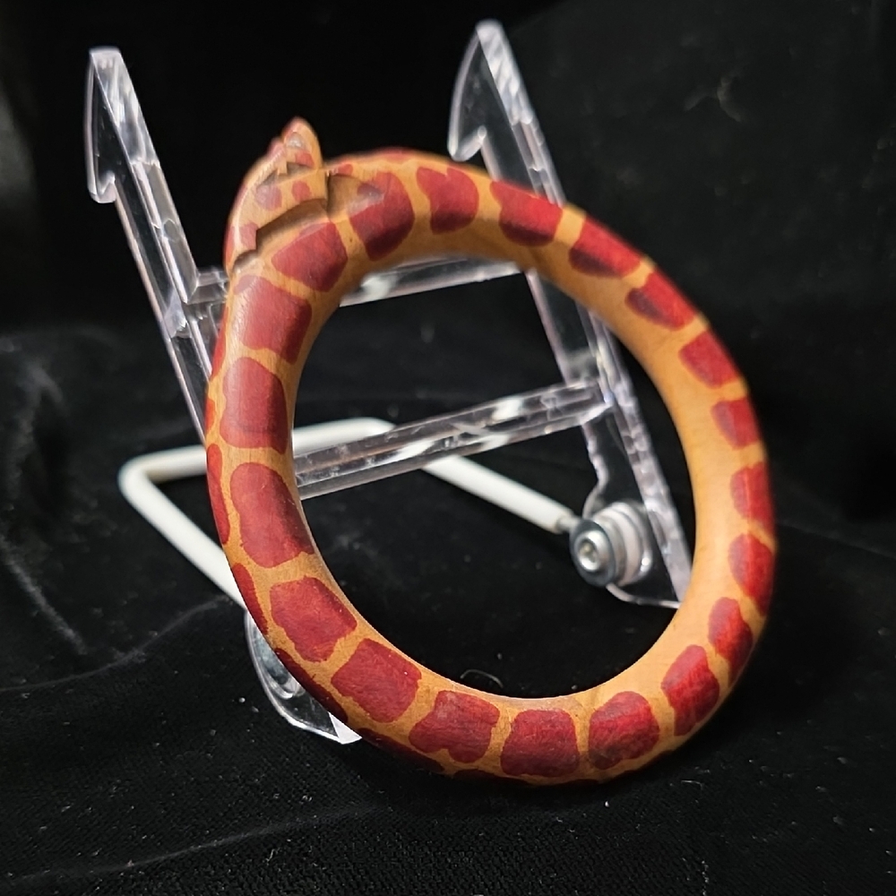 Wooden‎ Giraffe Bracelet #1, Handmade, Tan & Brown, Vintage, 1998, Uganda